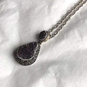 Beautiful Amethyst Druzy Style Necklace